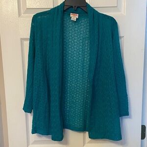 Ruby Rd. Teal Open-Front Sweater